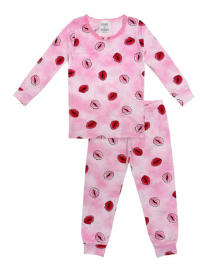 esme- Hot Pink Kiss Long Sleeve Pajamas