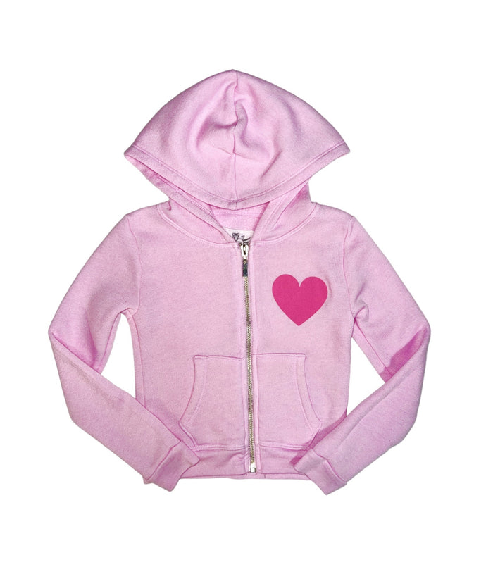 T2LOVE- Heart Over Heart Zip up Hoodie (Bubble Gum)