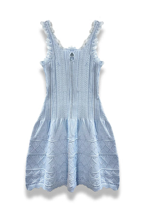 KATIEJ NYC- TWEEN GENEVIEVE FINE GAUGE SWEATER KNIT DRESS BABY BLUE