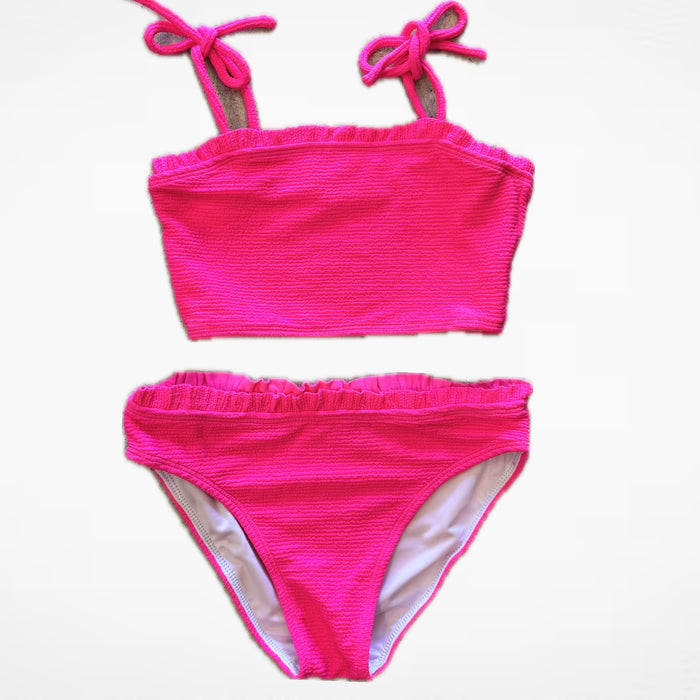 Flowers By Zoe- Neon Pink Crinkle Bikini