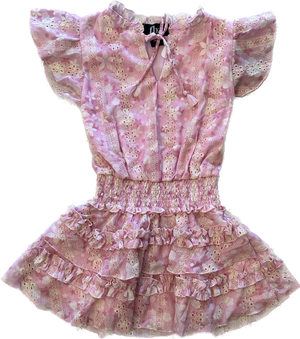 Flowers by Zoe- Pink Floral Dress Eyelet