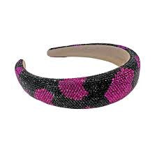 LHV Jewels- Crystal Heart Headband (Black & Pink)