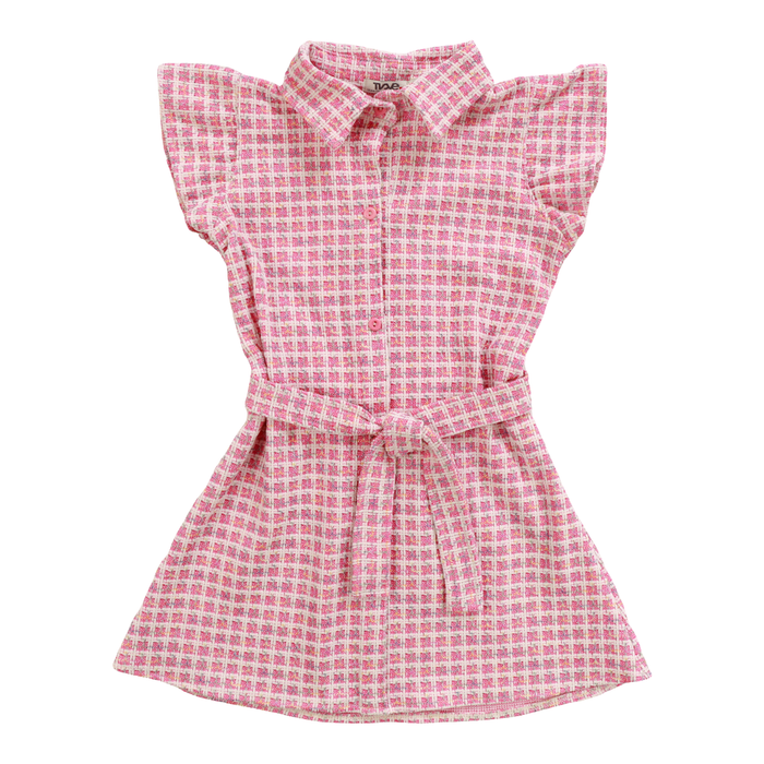 T2LOVE- Pink Tweed Collard Dress
