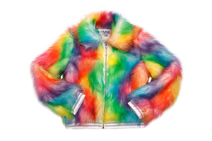 Mia NYC - Tie Dye Fur Jacket Neon