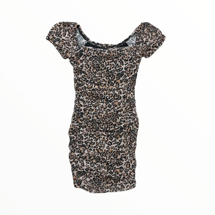 KATIEJ NYC- Anya Mesh Scoop Neck Dress Leopard