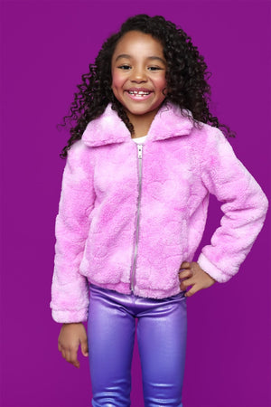 Mia New York- Tie Dye Sherpa Jacket Purple
