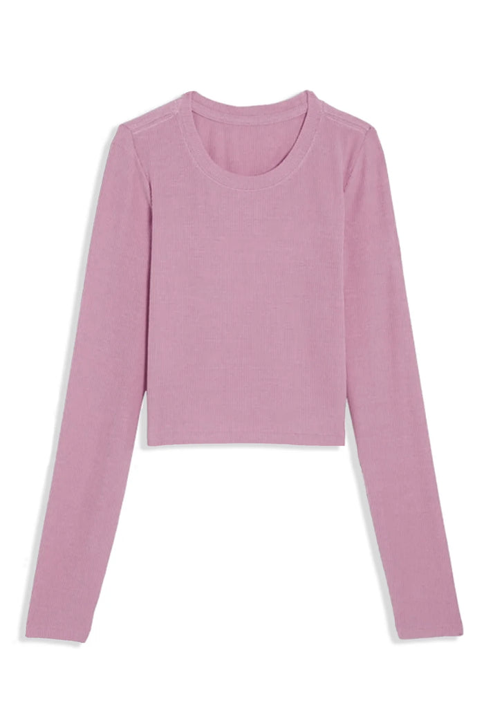KATIEJ NYC- TWEEN LIVI SOLID RIBBED LONG SLEEVE TEE (dusty mauve)