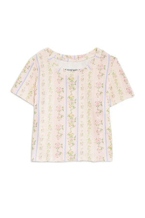 KATIEJ NYC- TWEEN LIVI RIBBED TEE (shabby floral stripe)