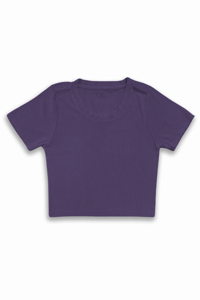 KATIEJ NYC- TWEEN LIVI RIBBED TEE WHITE (midnight plum)