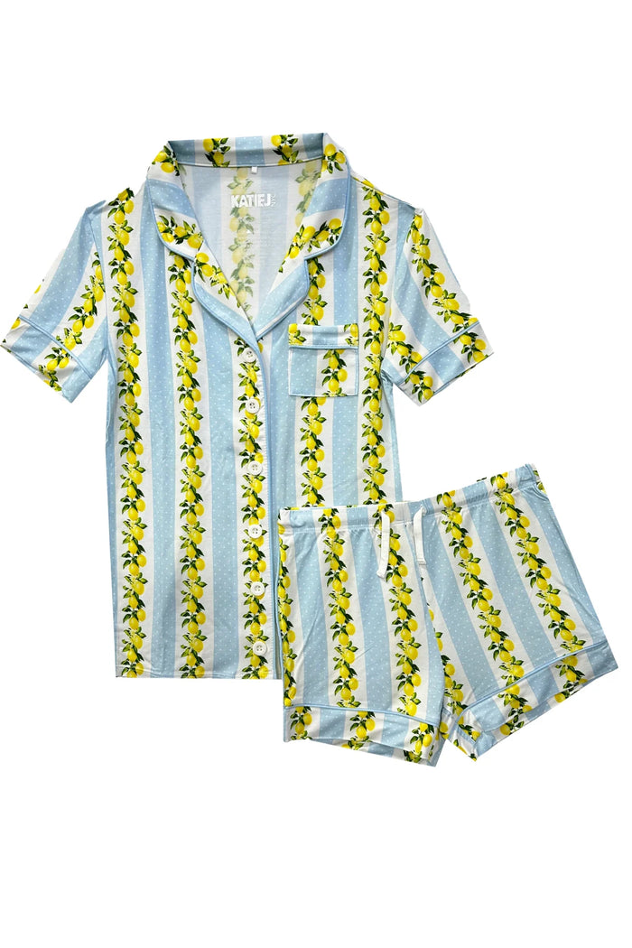 KATIEJ NYC- JUNIOR LYNN SHORTS LOUNGE SET (lemon print)