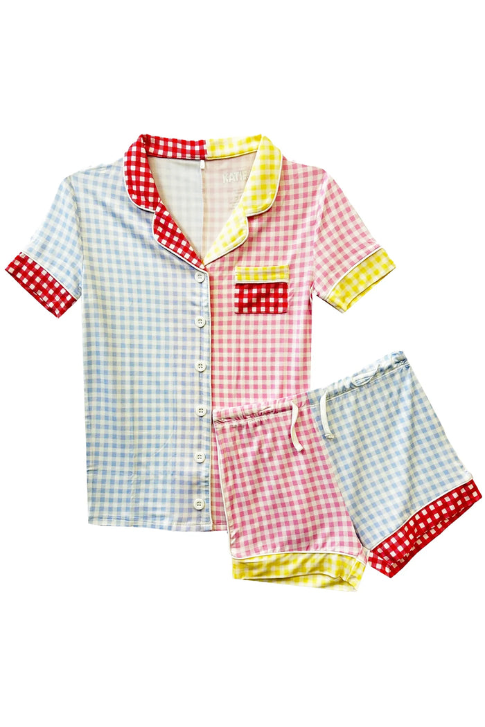 KATIEJ NYC- JUNIOR LYNN SHORTS LOUNGE SET (multi gingham)