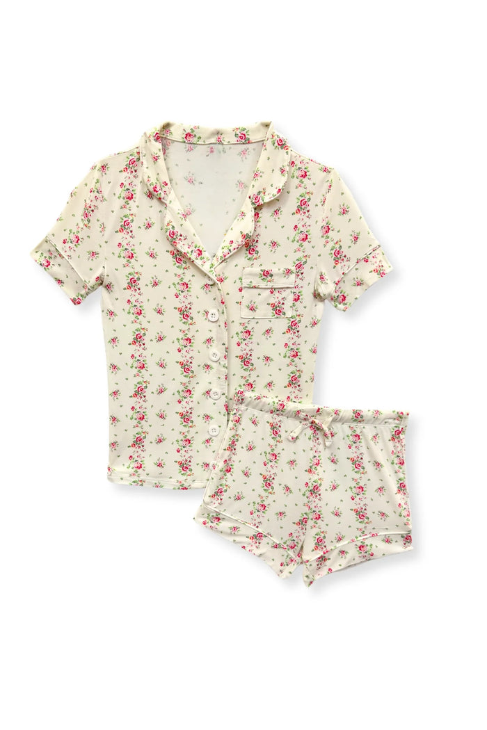 KATIEJ NYC- JUNIOR LYNN SHORTS LOUNGE SET (Shabby Chic Stripe)