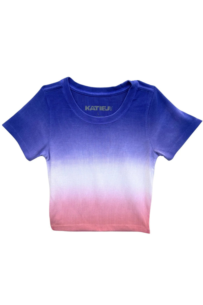 KATIEJ NYC- TWEEN LIVI RIBBED TEE - DIP DYE Lilac/Baby Pink