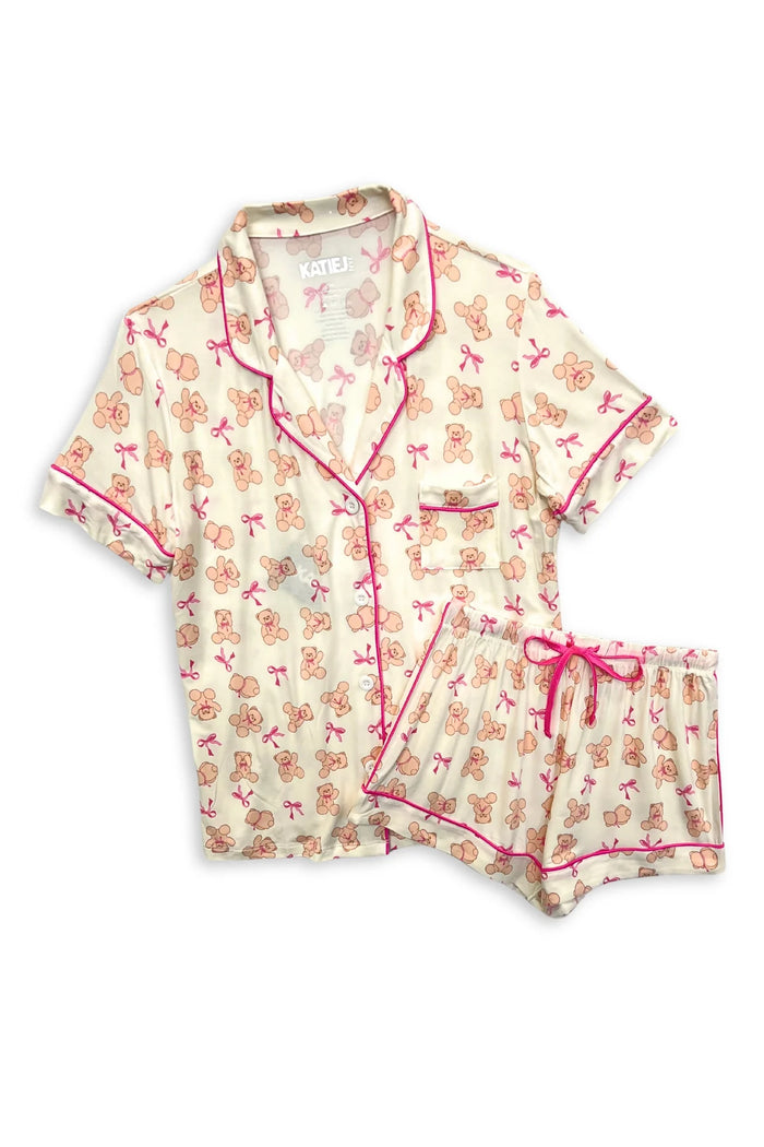 KATIEJ NYC- JUNIOR LYNN SHORTS LOUNGE SET (teddy bears)