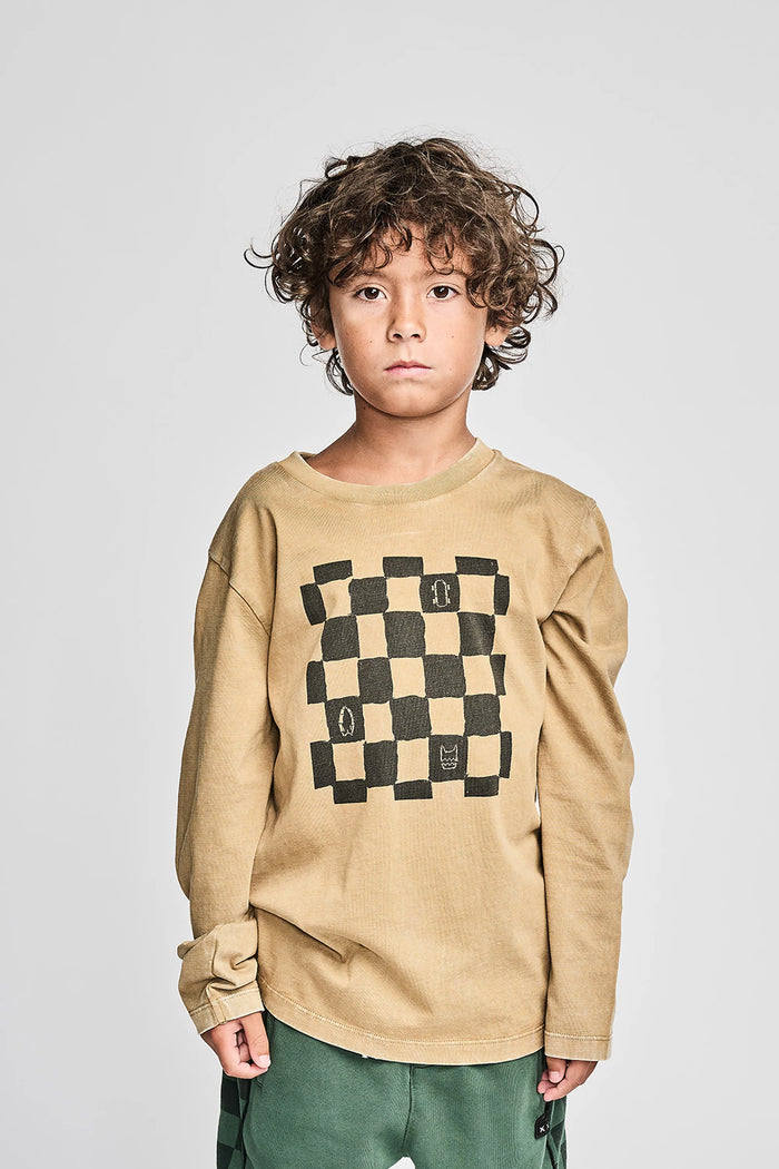 MNSTRKIDS- CHECKPLAY LS TEE (mineral tan)