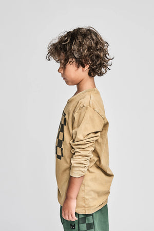 MNSTRKIDS- CHECKPLAY LS TEE (mineral tan)