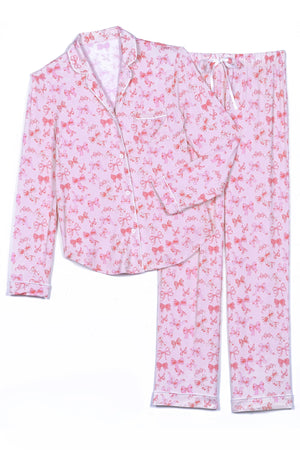 KATIE J NYC- JUNIOR MAIA LOUNGE SET (bows on pink)