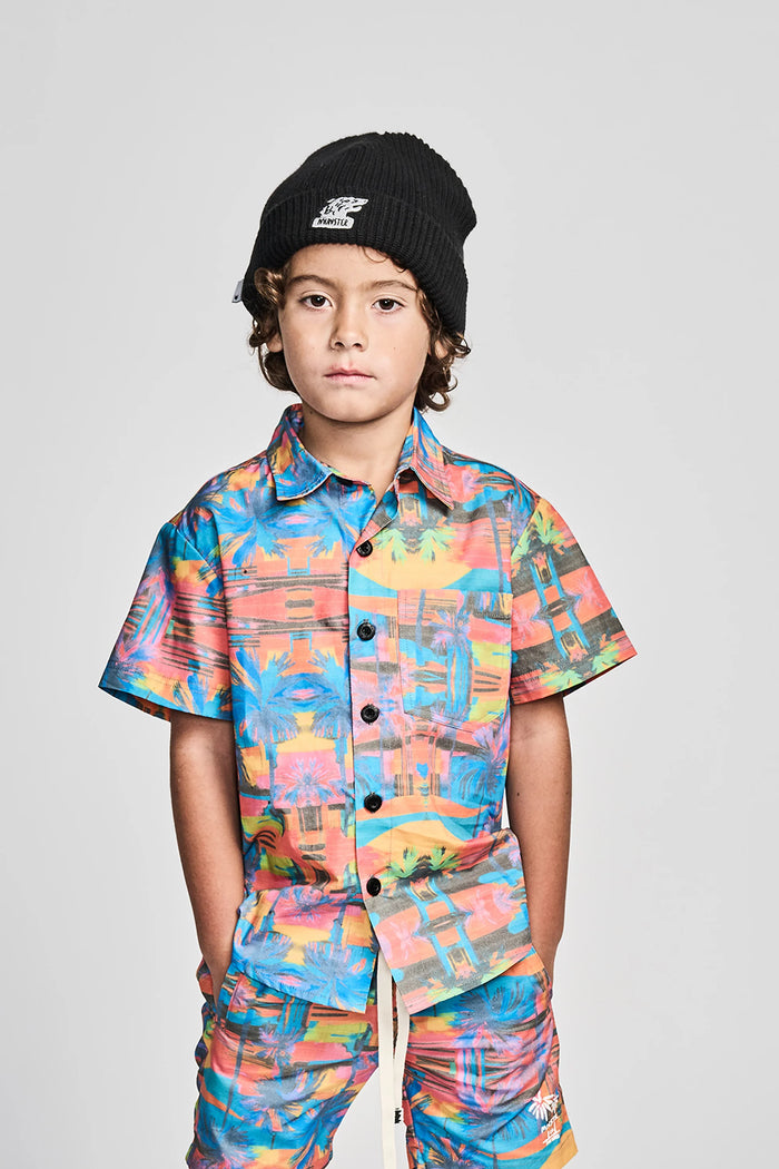 munstrkids- CRAZYPINES SHIRT (fluro palm)