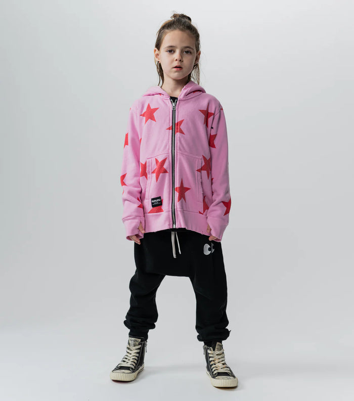 nununu- star zip hoodie (super pink)