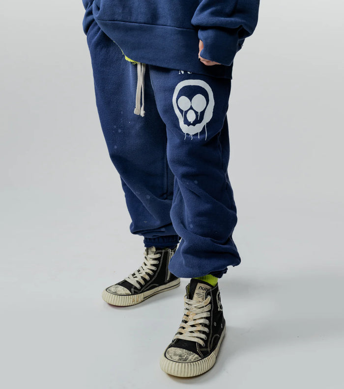 nununu- droopy skull sweatpants (indigo)