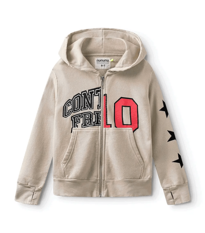 nununu-split zip hoodie (smokey natural)