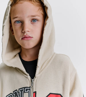 nununu-split zip hoodie (smokey natural)