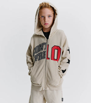 nununu-split zip hoodie (smokey natural)