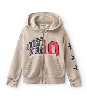 nununu-split zip hoodie (smokey natural)