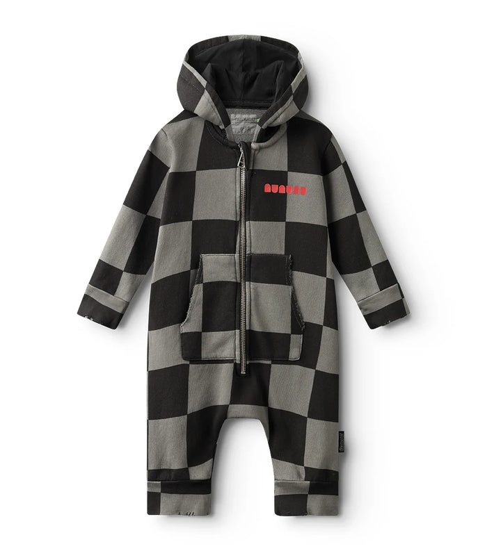 nununu- checkmate hooded overall (graphite)