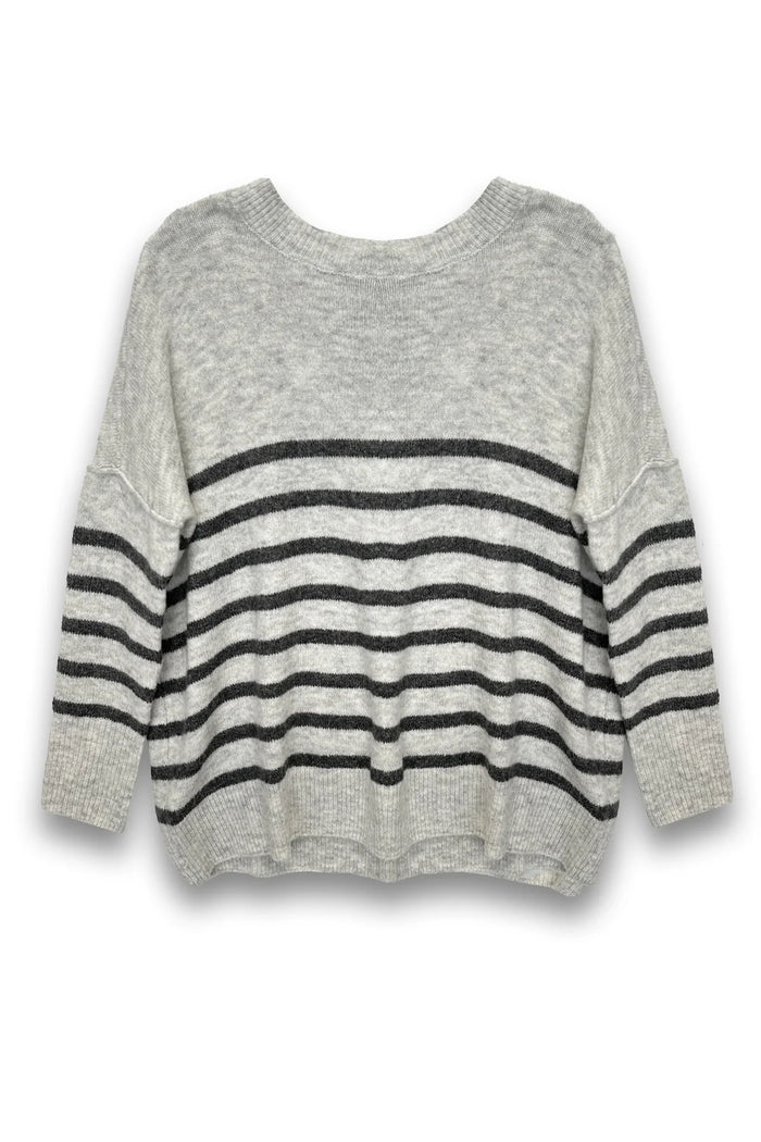 KATIEJ NYC- TWEEN NELLIE STRIPED SWEATER (grey stripe)