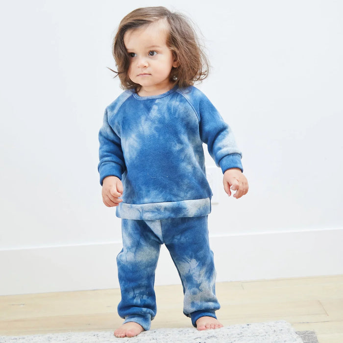 PAIGELAUREN- Fleece Tie Dye Loungewear Loungewear Sets - Blue