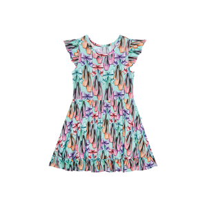 POSH PEANUT- Irina - Ruffled Cap Sleeve Ruffled Twirl Dress