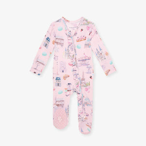 Posh Peanut- Posh Paris Footie Ruffled Zippered One Piece