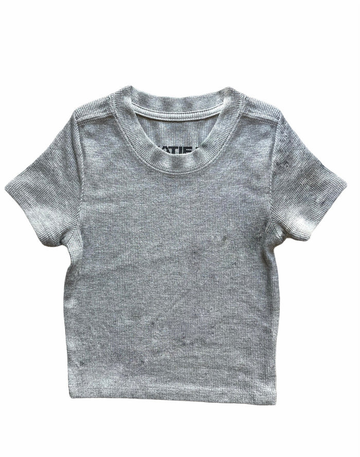 KATIEJ NYC- TWEEN LIVI RIBBED TEE - HEATHER GREY