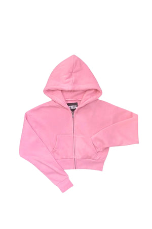 KATIEJ NYC- TWEEN DYLAN CROPPED ZIP HOODIE (COTTON CANDY)