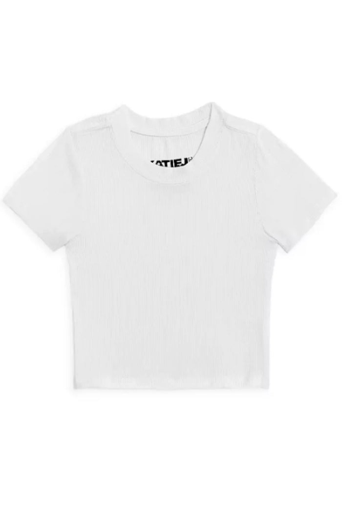 KATIEJ NYC- TWEEN LIVI RIBBED TEE - WHITE