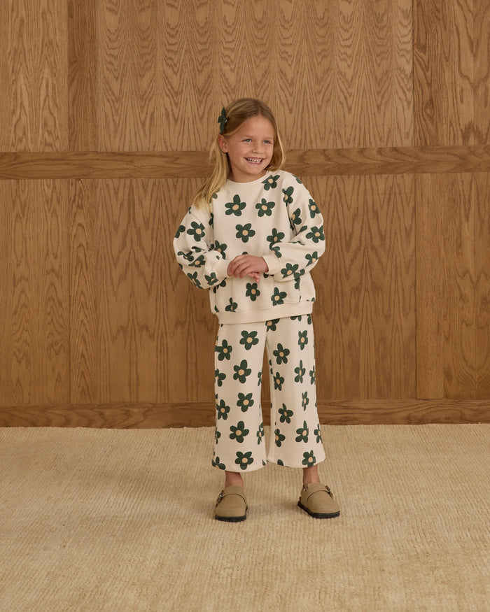 Rylee+Cru- Oversized Sweatshirt & Wide Leg Sweat pant || Daisy Set