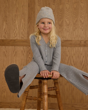 Rylee+Cru-  Long Sleeve Knit Button Top & Flare Knit Pant || Dusty Blue Set