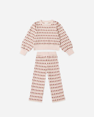 RYLEE + CRU- Jacquard Knit Set Ruby Hearts