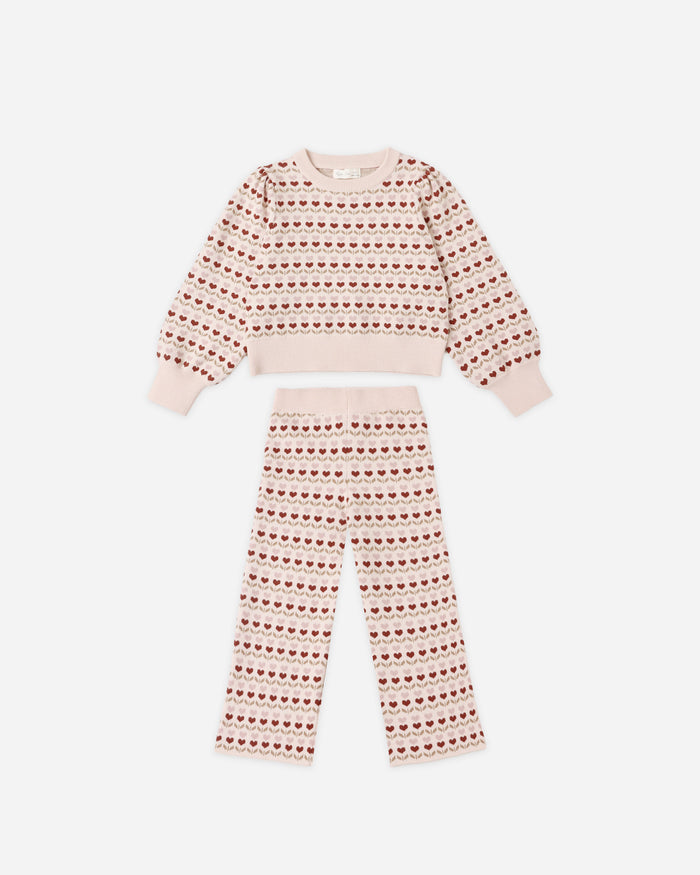 RYLEE + CRU- Jacquard Knit Set Ruby Hearts