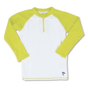 Shade Critters- Rashguard w/ Water Appearing Fabric Boys Sharks Citron & White