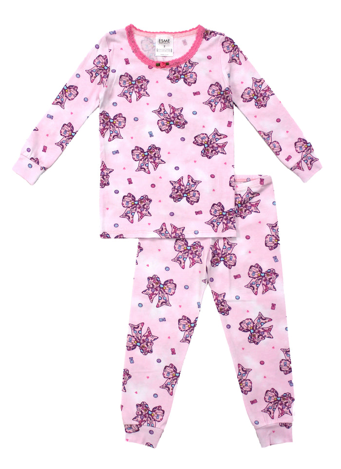 esme- Fabulous Bows Long Sleeve pajamas