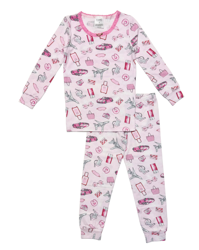 esme- Long Sleeve Pink Jet Pajama Set