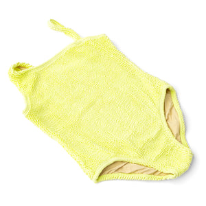 Shade Critters- Citron Girls Crinkle Textured One Shoulder One Piece Swimsuit