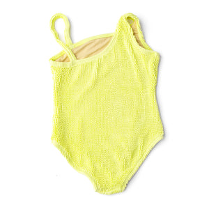 Shade Critters- Citron Girls Crinkle Textured One Shoulder One Piece Swimsuit