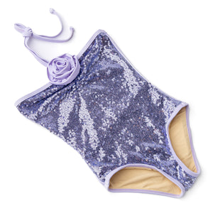 Shade Critters- Purple Sequins Halter One Piece Swimsuit