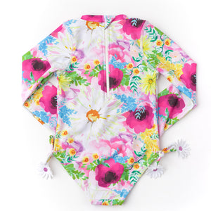shade critters- Watercolor Floral One Piece Long Sleeve Swimsuit