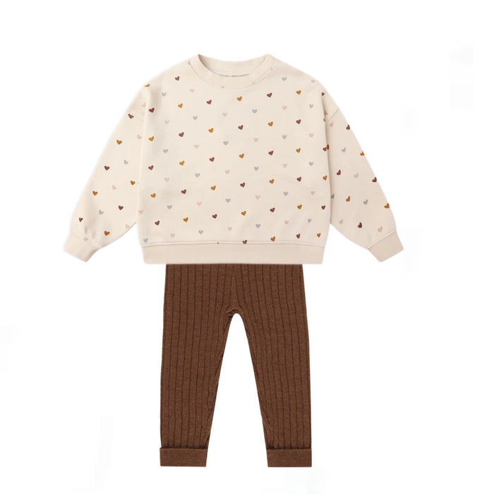 RYLEE+CRU- Boxy Pullover || Hearts & Cuffed Legging || Brown Set