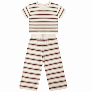 Rylee + Cru- BOXY CROP KNIT TEE & KNIT WIDE LEG PANT SET || AUTUMN STRIPE