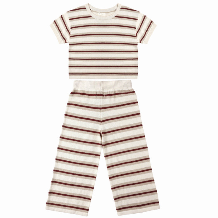 Rylee + Cru- BOXY CROP KNIT TEE & KNIT WIDE LEG PANT SET || AUTUMN STRIPE